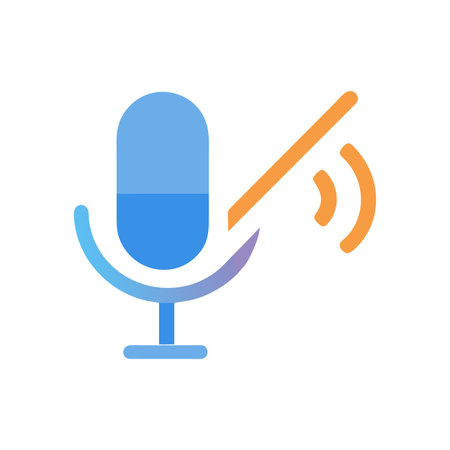 Graphic icon of microphone muted with a crossed line in blue and orange colorsのイラスト素材