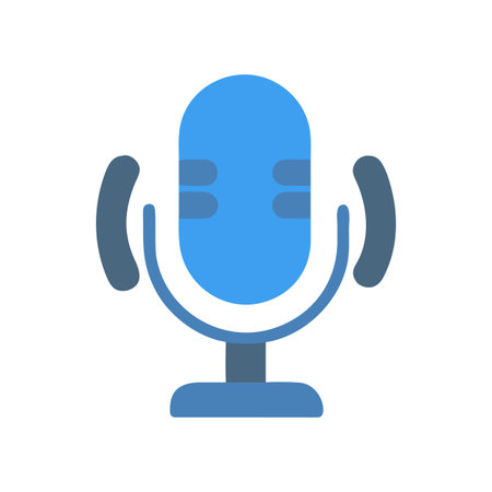 Flat Style Blue Microphone on Black Background for Podcast and Studio Useのイラスト素材