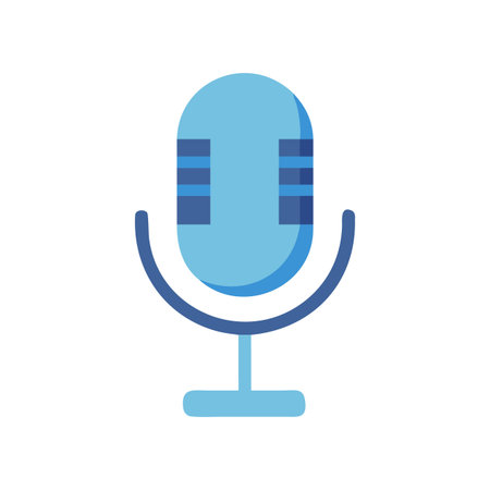 Retro microphone icon isolated on black background: podcasting, audio recording conceptのイラスト素材