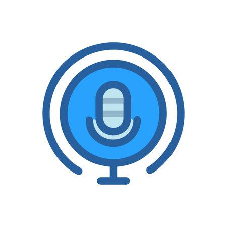 Stylized microphone icon with circular elements against a black background illustrationのイラスト素材