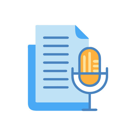 Audio transcript symbol: Microphone icon next to a document with linesのイラスト素材