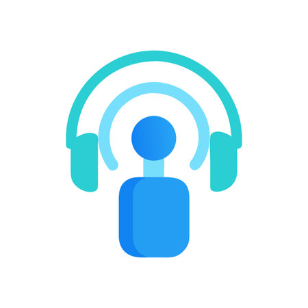 Person with Headphones Illustration: Modern Audio Communication, Podcast Recording, Minimalist Designのイラスト素材