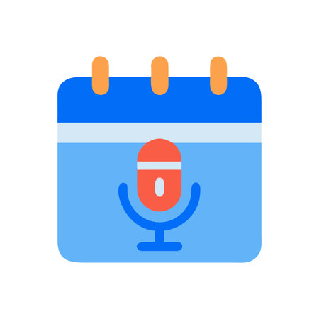 Podcast event scheduling calendar icon in flat style on a black backgroundのイラスト素材