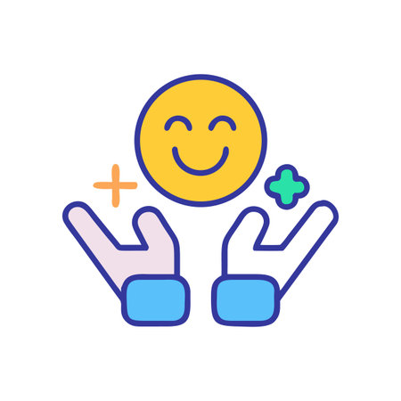 Emoji and Hands Illustration: Positive Vibes, Growth, and Support Conceptのイラスト素材