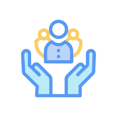 Hands holding abstract group icon representing support, community, and collaborationのイラスト素材