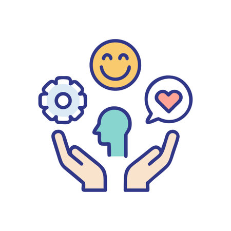 Mental wellness and balance illustrated through support and caring gesturesのイラスト素材