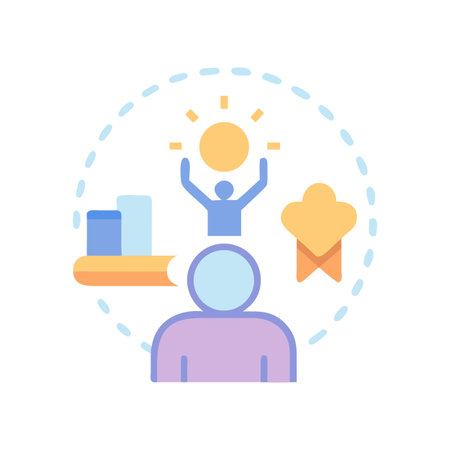 Conceptual design showcasing innovation and success within business development, centered around achievementのイラスト素材