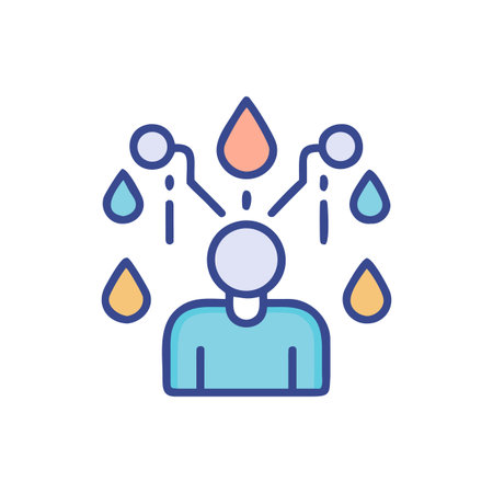 Abstract Person with Thought Bubbles and Idea Generation, Creative Problem Solvingのイラスト素材