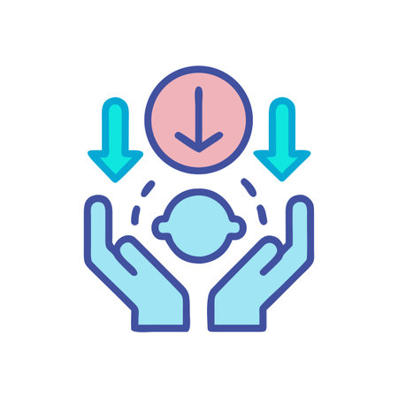 Simplified Icon Design Representing Decreasing Value and Support, Isolated on Blackのイラスト素材