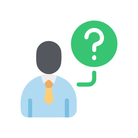 Figure with Question Mark Balloon Icon representing questioning process and finding solutionのイラスト素材
