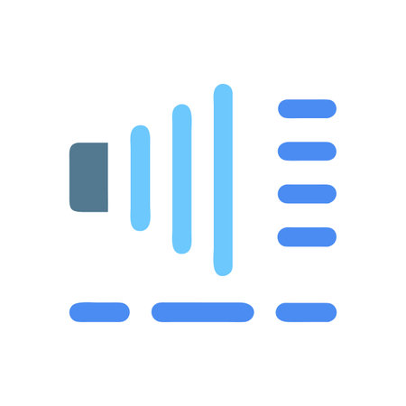 Simple line icon design of speaker with sound level indicator on blackのイラスト素材