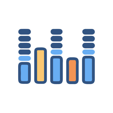 Simple bar chart with varying heights and colors against a black backgroundのイラスト素材