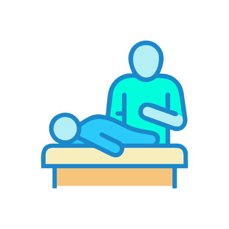 Professional physiotherapy and rehabilitation vector illustration shows therapist and patient conceptのイラスト素材