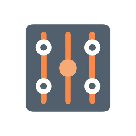 Flat design graphic of equalizer panel with sliders on the black backgroundのイラスト素材