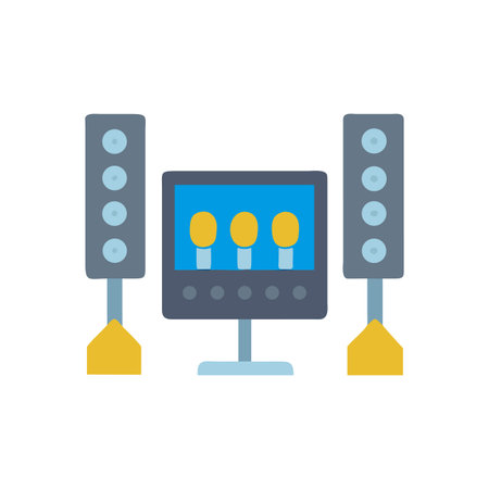 Flat Vector Graphics of Home Cinema System Setup for Digital Artのイラスト素材