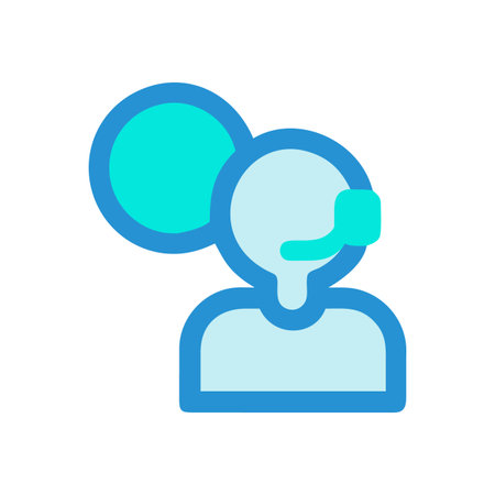 Simple Illustration of Customer Service Representative with Headset and Speech Bubbleのイラスト素材