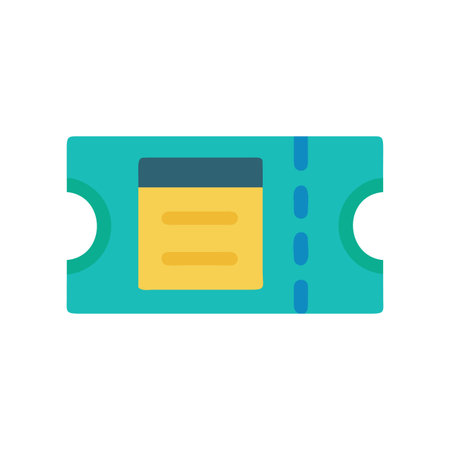 Flat design ticket illustration with teal and yellow colors on black backgroundのイラスト素材