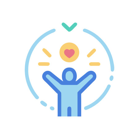 Celebrating Success: Icon of Person Reaching for Achievement with Heart Symbolのイラスト素材