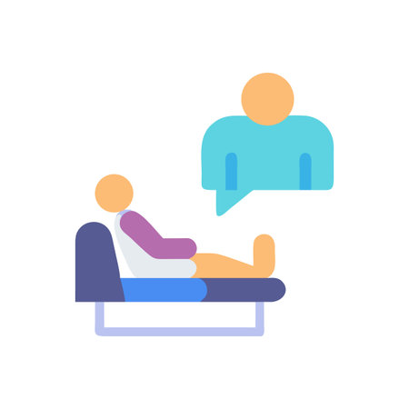 Flat design illustration of a therapy session showcasing communication and supportのイラスト素材