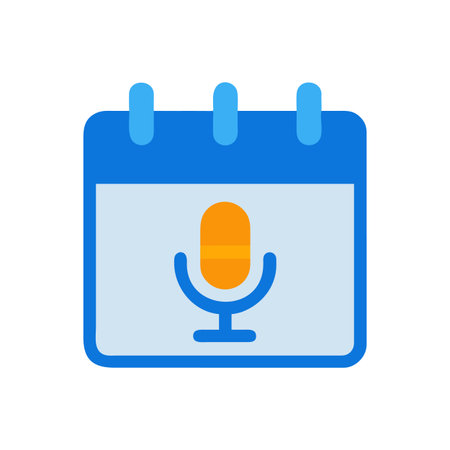 Podcast schedule notification in calendar app for meetings and recording eventsのイラスト素材