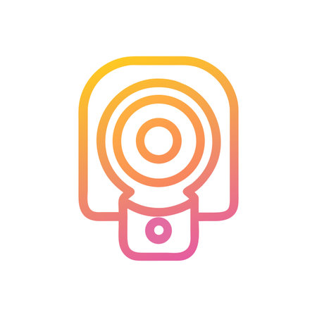 Gradient Abstract Camera Icon on Black Background with Circular Target Designのイラスト素材