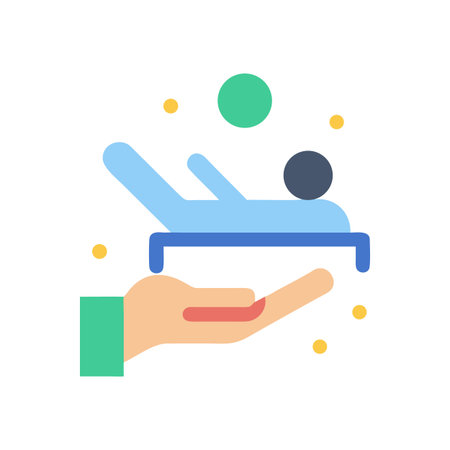 Abstract graphic of a hand holding a person on a platform conceptのイラスト素材