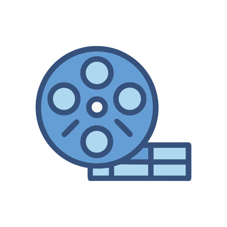 Film Reel Icon with Blue Tones for Cinema and Media Conceptsのイラスト素材