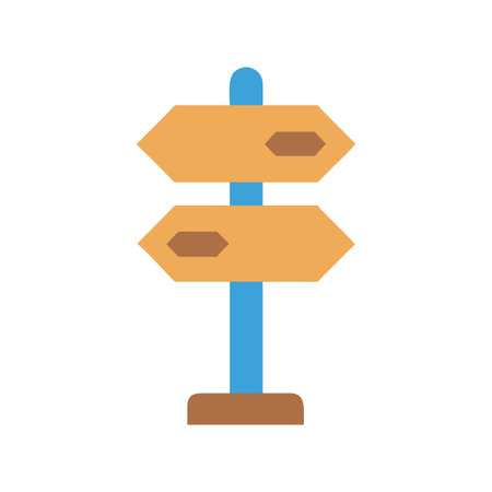 Simple Directional Sign Post on a Black Background, Flat Vector Illustrationのイラスト素材