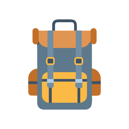 Vector illustration of a hiking backpack with pockets and straps, isolatedのイラスト素材