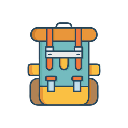 Colorful Flat Backpack Illustration for Travel and Outdoor Adventure Concepts