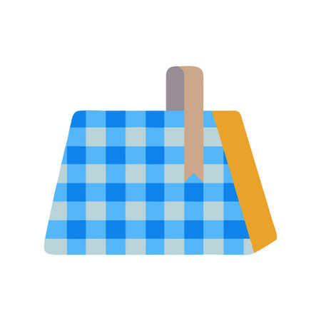 Abstract Illustration of a Flat Design Shopping Basket with Blue Checkered Patternのイラスト素材