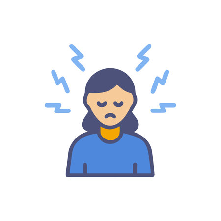 Woman with Mental Health Issues: Illustration Depicting Stress and Anxietyのイラスト素材
