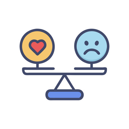 Balancing emotions: A minimalist illustration of happiness versus sadness, love versus sorrowのイラスト素材