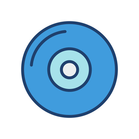Stylized icon of compact disc media in various shades of blueのイラスト素材