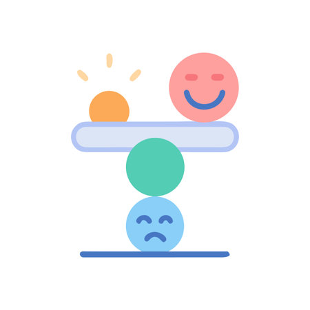 Conceptual balance scale showing positive and negative emotions in modern flat designのイラスト素材