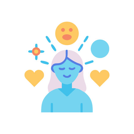 Conceptual flat illustration of mental well-being and emotional balance in a personのイラスト素材