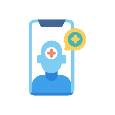 Digital health concept: Telemedicine application icon on smartphone, medical consultation onlineのイラスト素材