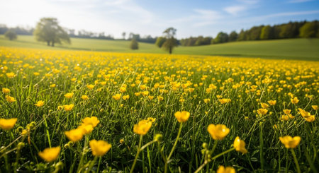 Yellow buttercups on a meadow in Bavaria, Germany