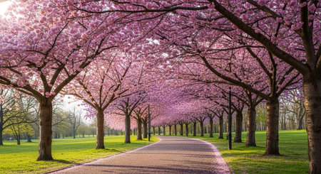 Cherry blossoms in full bloom in Washington DC, USA.