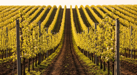 Vineyards in Tuscany, Italy. Vineyards in the spring season.の写真素材