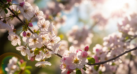 Beautiful cherry blossom in spring time, close-up.