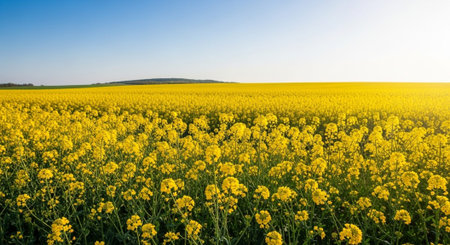 Rapeseed field in the spring. Panoramic view.の写真素材