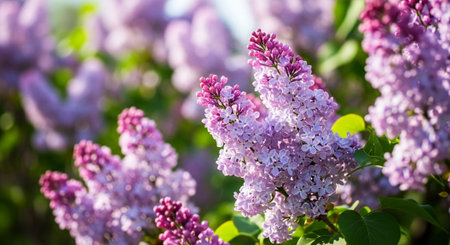 Beautiful lilac flowers on a sunny spring day. Soft focus.