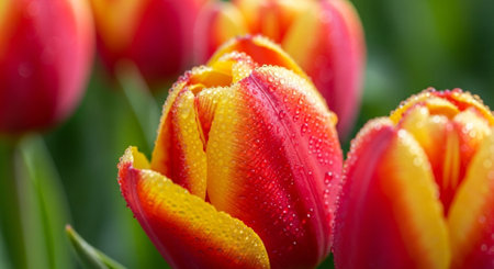 tulips. a bulbous spring-flowering plant of the lily family, with boldly colored cup-shaped flowers.