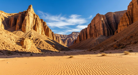 Panoramic view of Wadi Rum desert in Jordan, Middle East