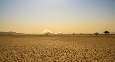 sunset in the desert of morocco sahara and dry land