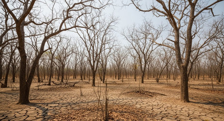 Dry tree in the dry season of Thailand. Global warming concept.