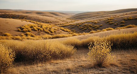 Autumn landscape in the middle of the steppes of Kazakhstan