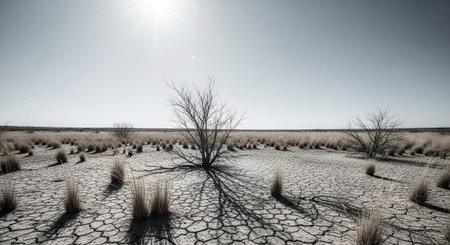 Landscape of dry and cracked earth. Global warming, climate change concept.