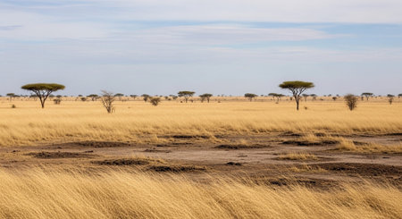Acacia trees in the savannah of Amboseli National Park in Kenya
